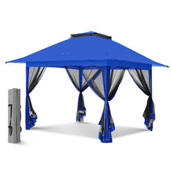 EAGLE PEAK 13x13 Pop-Up Gazebo Tent Instant w/Mosquito Netting，Outdoor Gazebo Canopy Easy Set-up Folding Shelter