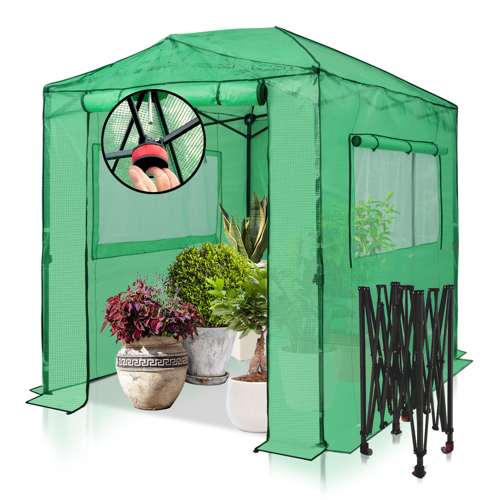 GH48-GRN-AZ EAGLE PEAK 8'x6' Portable Walk-in Greenhouse Instant