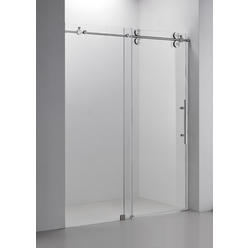 Ratel Single Sliding Frameless Shower Door (60" W X 76" H), Brushed Nickel
