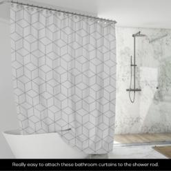 Boston Linen Co. Boho Shower Curtain 100% Polycotton Hexagon Geometric Print 72"x72"