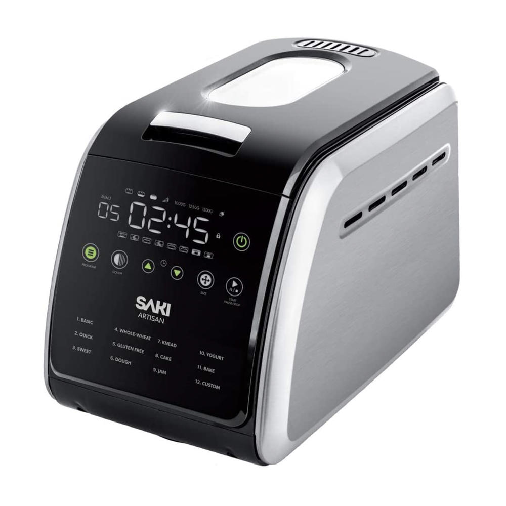 SAKI 3.3 LB Large Bread Machine, 12-in-1 Programmable XL Bread Maker, with Nonstick Ceramic Pan & Large Digital Touch Panel, 3 L