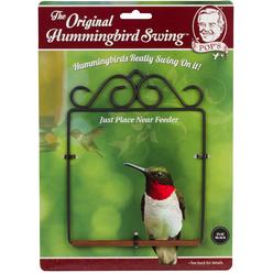 Pop's Birding Company Pop's, The Original Hummingbird Swing for Outdoors | Black Humming Bird Perch for Small Perching Wild Birds, Hook Included