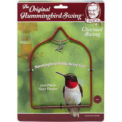 Pop's Birding Company Pop's, The Original Hummingbird Swing for Outdoors | Charmed Red Humming Bird Perch for Small Perching Wild Birds, Hook Included