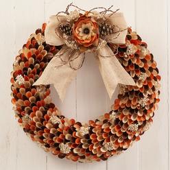 Holiday Tree Fall Harvest Wreath Front-Door, Autumn Wreath Handcrafted ideal for Halloween and Thanksgiving
