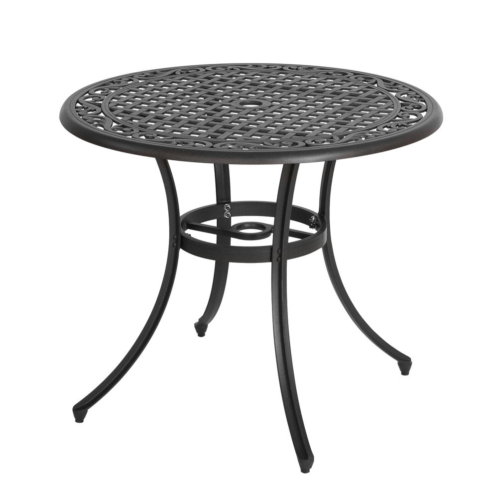NUU GARDEN 3 Pieces Outdoor Patio Dining Sets, Cast Aluminum Patio Table and Chairs Outdoor Furniture Table with Umbrella Hole
