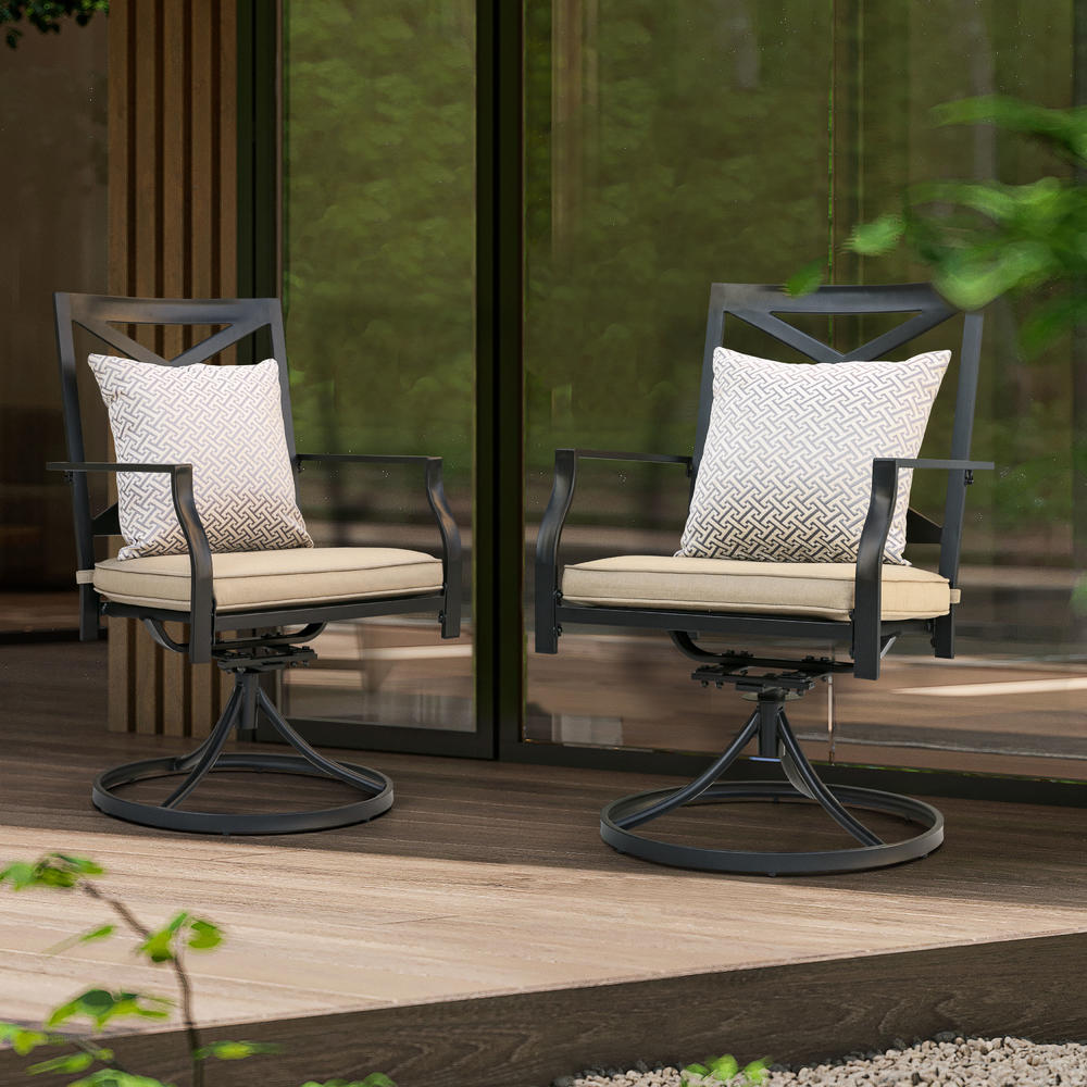 Nuu Garden Black Swivel Metal Outdoor Dining Chair Patio Bistro Chair
