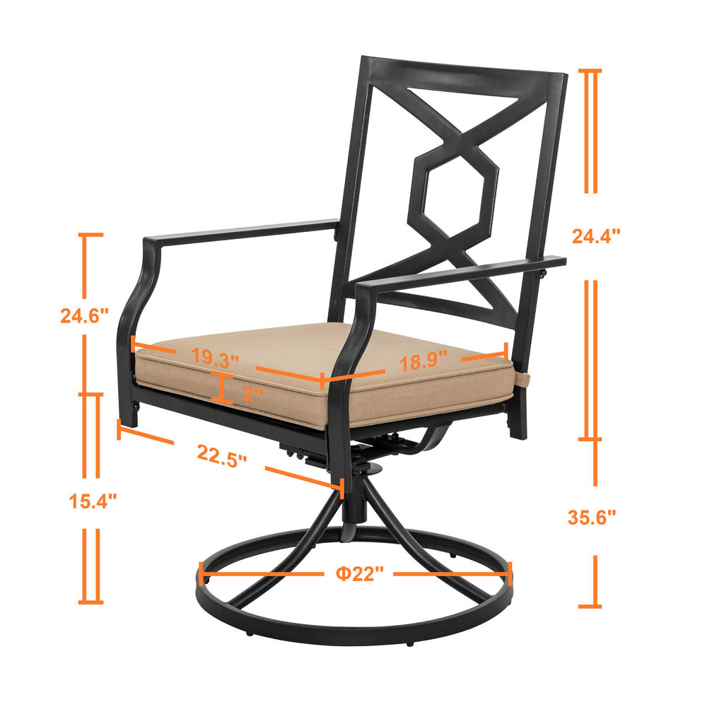 Nuu Garden Black Swivel Metal Outdoor Dining Chair Patio Bistro Chair