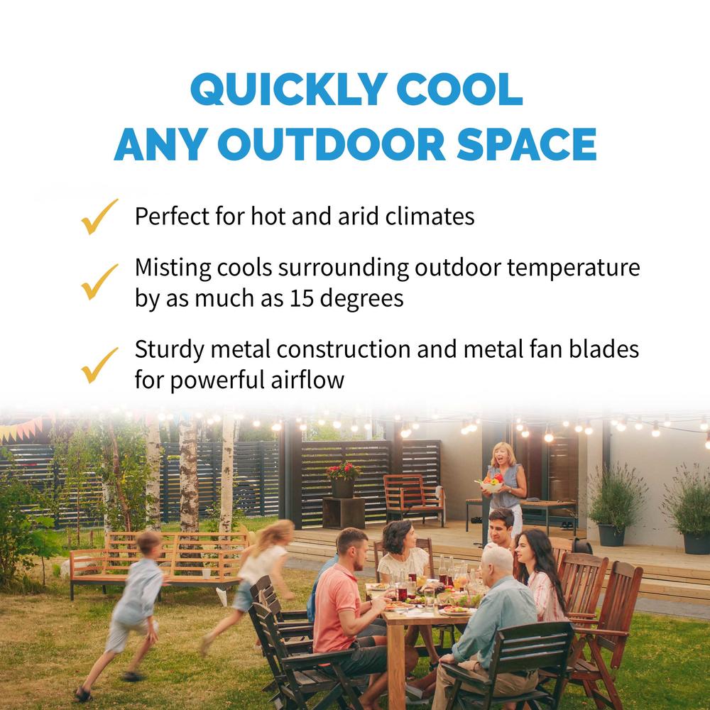 Newair Outdoor Misting Fan and Pedestal Fan Combination, 600 sq. ft. With 3 Fan Speeds and Sturdy All Metal Design, Connects Dir