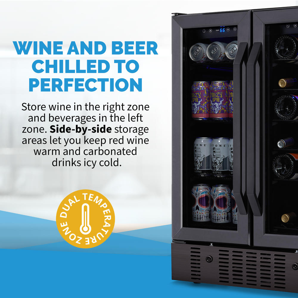 NewAir 24" Wine and Beverage Refrigerator and Cooler, 18 Bottle and 60 Can Capacity