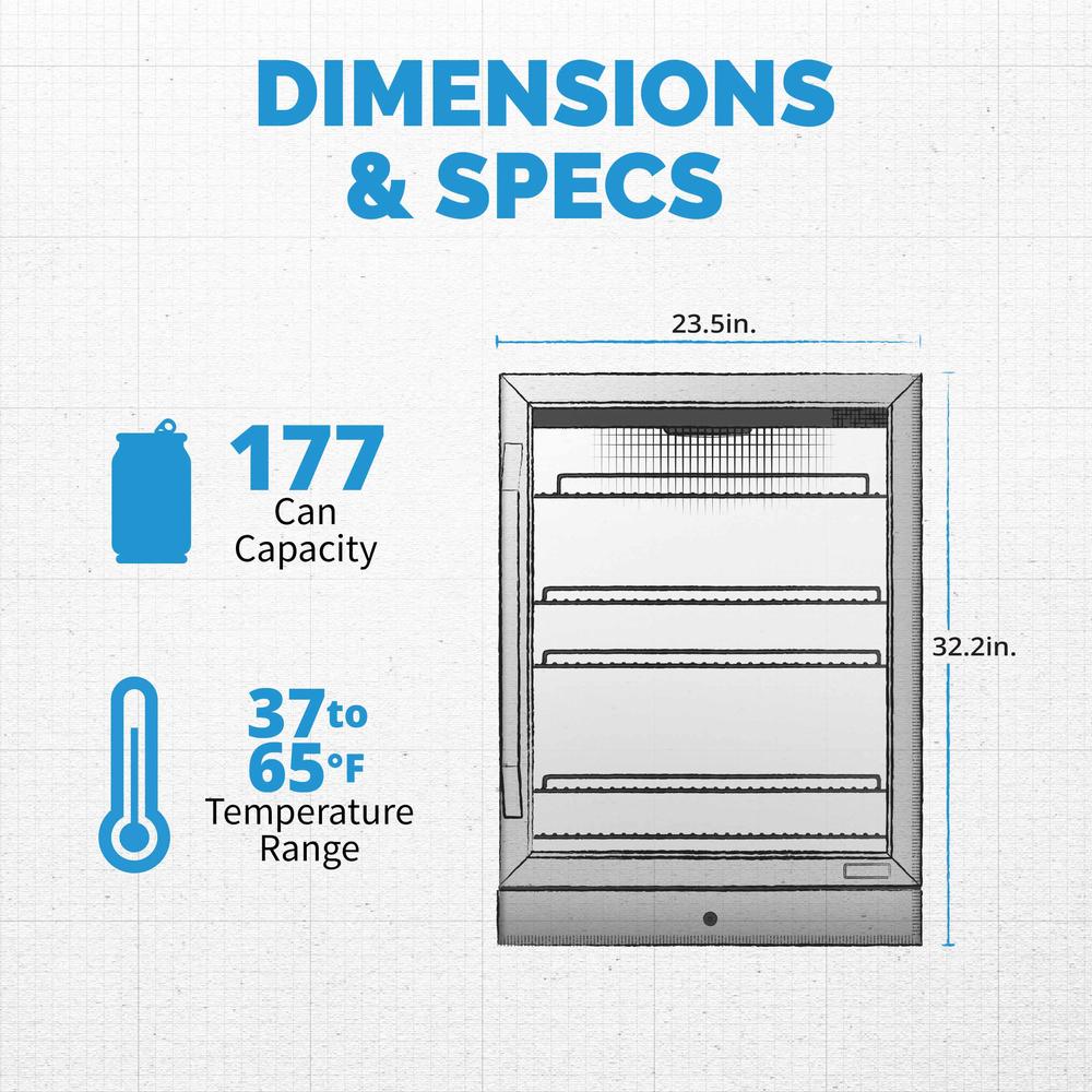 Newair 24" Built-in or Freestanding 177 Can Beverage Fridge  in Stainless Steel with Precision Digital Thermostat