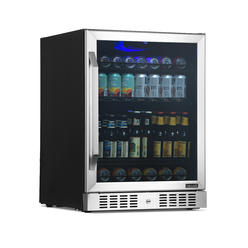 Newair 24" Built-in or Freestanding 177 Can Beverage Fridge  in Stainless Steel with Precision Digital Thermostat