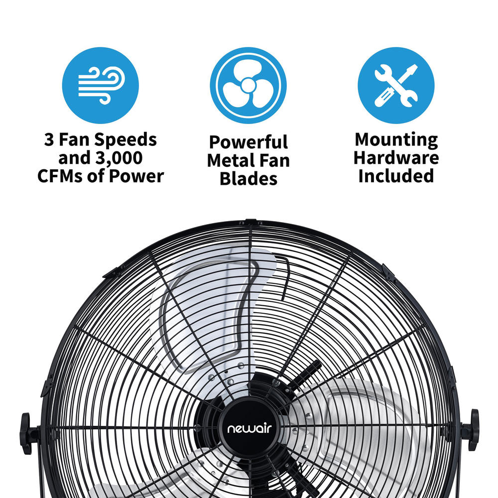 NewAir  18" Outdoor High Velocity Wall Mounted Fan with 3 Fan Speeds and Adjustable Tilt Head