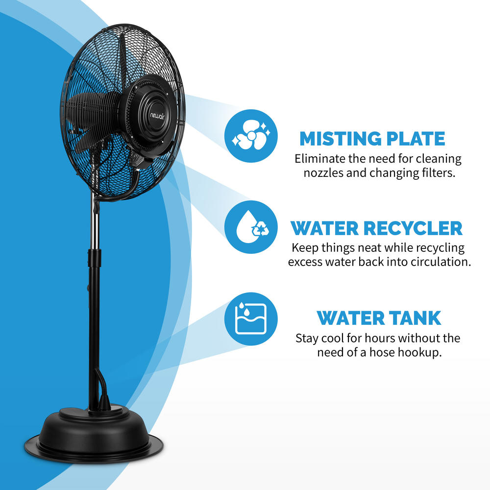 Newair 24" Misting Fan, 7500 CFM of Power, Adjustable Mist Settings, Water Tank and 3 Fan Speeds, Perfect for the Patio