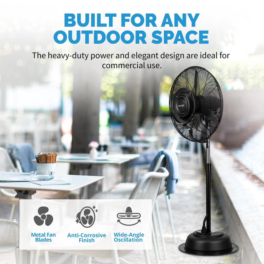 Newair 24" Misting Fan, 7500 CFM of Power, Adjustable Mist Settings, Water Tank and 3 Fan Speeds, Perfect for the Patio
