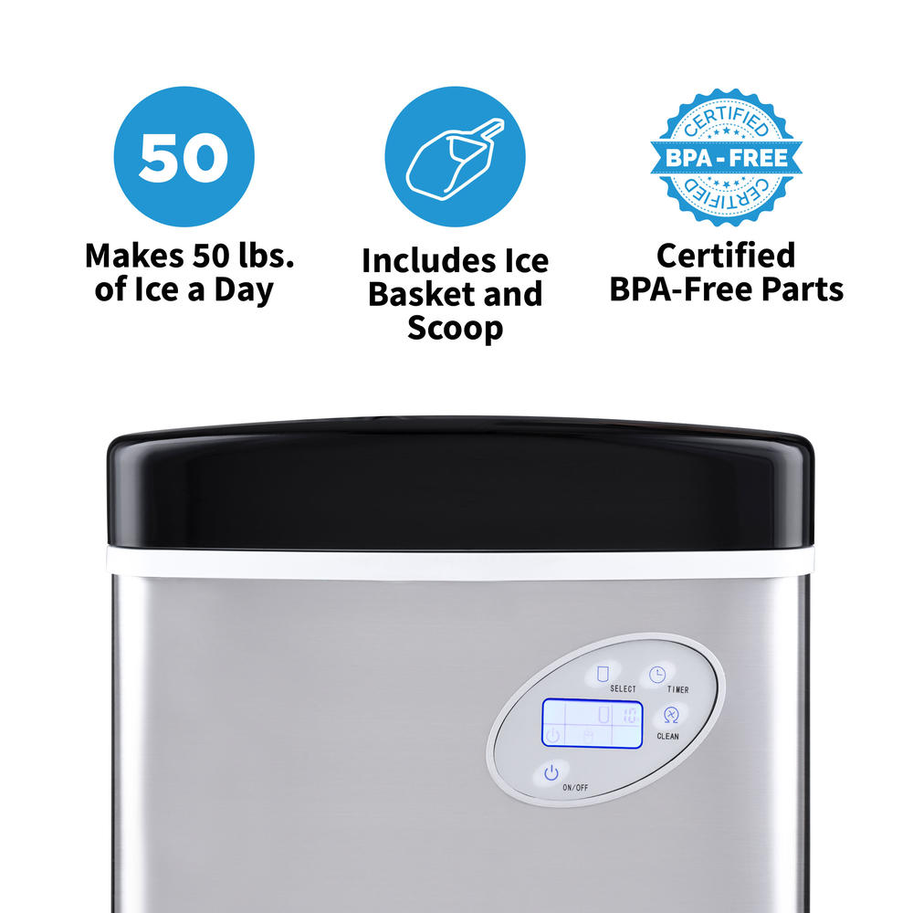 NewAir  Countertop Ice Maker, 50 lbs. of Ice a Day, 3 Ice Sizes and Easy to Clean BPA-Free Parts