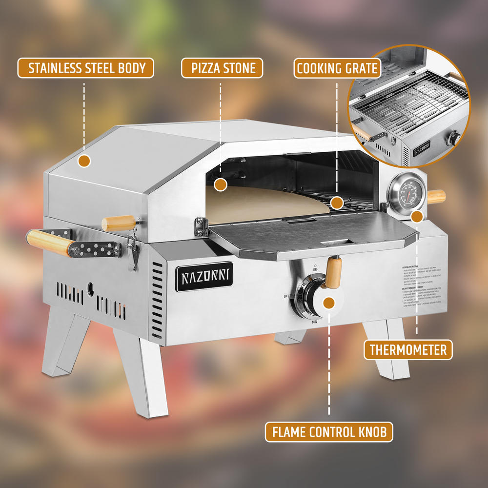 Razorri Comodo Outdoor Gas 12 Inch Pizza Oven and Griller Stainless Steel