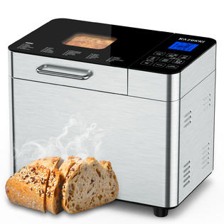 Elite Gourmet EBM8103B Programmable Bread Maker Machine 3 Loaf Sizes, 19  Menu Functions Gluten Free White Wheat Rye French and more, 2 Lbs, Black