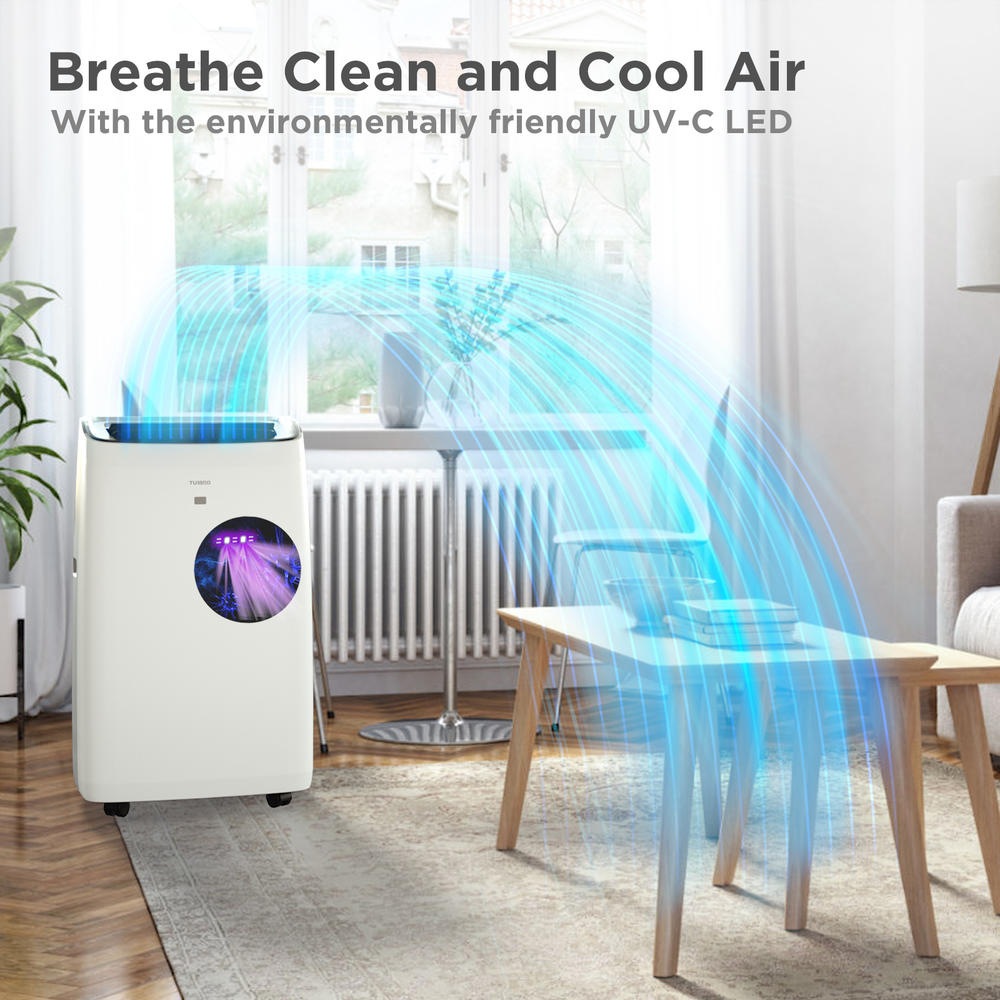 TURBRO Greenland 14,000 BTU 4-in-1 Portable Air Conditioner and Heater, Dehumidifier and Fan with Remote, Built-in with UV-C Light