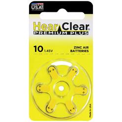 Hear Clear HearClear Size 10 Zinc Air 1.45V Hearing Aid Batteries Yellow Tab (6, 12, 18, 30, 60, 120, 180, 240, or 300 Pack)