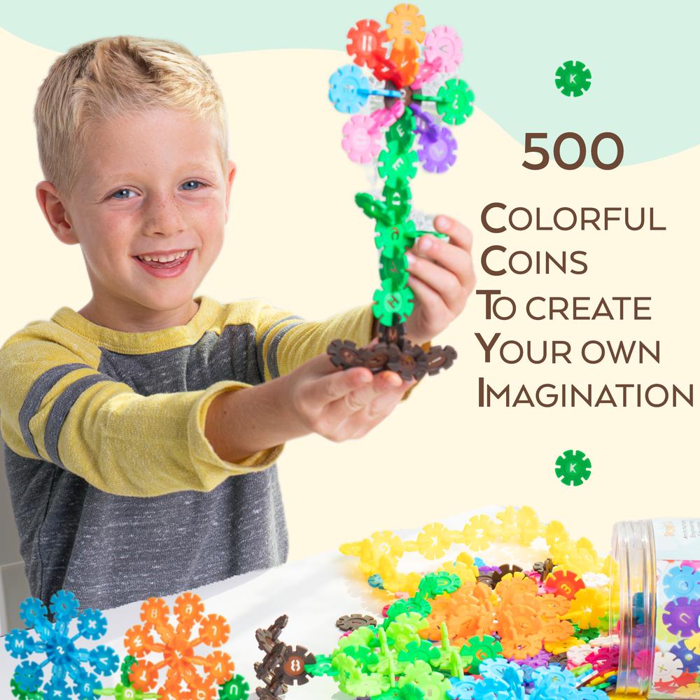 TOYLI Smart Coins 500 Pieces Interlocking Discs Set, STEM Connectors