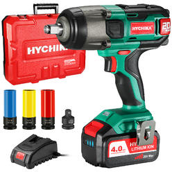 HYCHIKA 20-Volt Maximum Cordless 1/2 in. Impact Wrench with 4.0 AH Battery, Carrying Case, 3-Piece Sockets