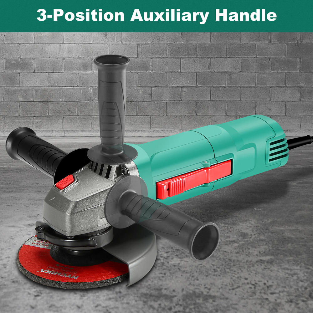 HYCHIKA Angle Grinder,4-1/2inch Grinding Tool 10000RPM with 2 Wheel Guard,5 Wheel Disc,7.5A Power Grinder
