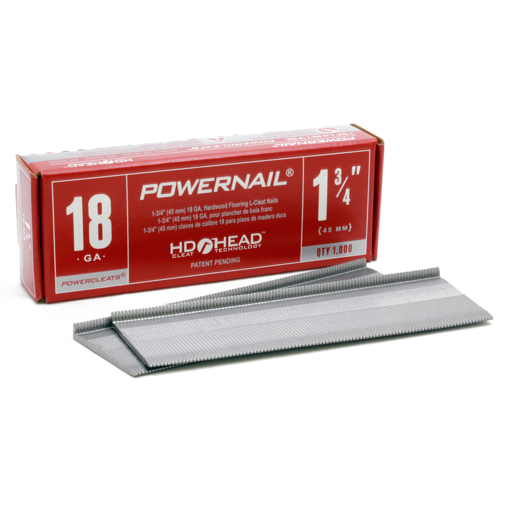 POWERNAIL L17518 18-Gauge 1-3/4-Inch Length Powercleats L-Cleat Flooring Nails (1000ct)