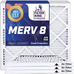 Filter King Air Filters Actual Size 25x30x1 | 4-PACK | MERV 8 HVAC Pleated AC Furnace Filters | Air Purifier | Replacement Filte