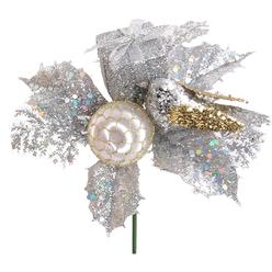 Floral Home 12-Pack Silver Glitter Bird Box Picks - Sparkling & Elegant Christmas Ornaments