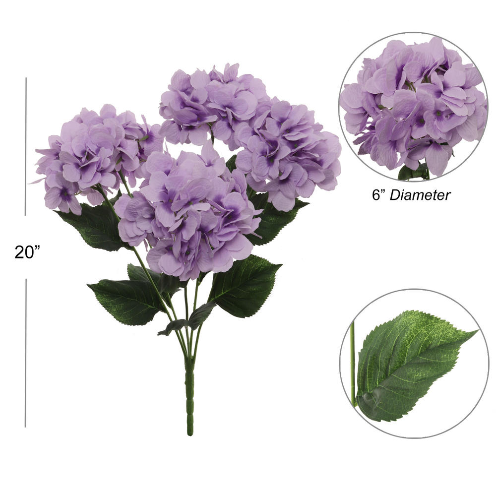 Floral Home Larksilk Lavender Hydrangea Bush, Premium Silk for DIY Wedding, Home Décor & Floral Centerpieces