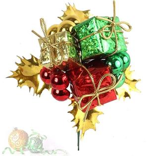 Floral Home Charming 12-Pack Holly Berry Picks with Festive Boxes and Balls  - Perfect for Christmas and Holiday Decor