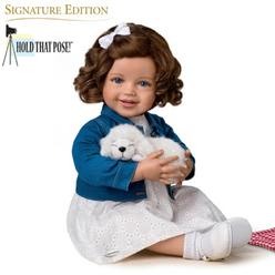 The Ashton-Drake Galleries My New Best Friend Hold That Pose! Child Doll And Plush Puppy Set by Ping Lau 24-inches