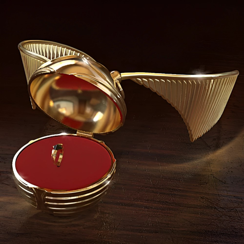 The Bradford Exchange Harry Potter Golden Snitch Cast-Metal Music Box Featuring A Recreation of Marvolo Gaunt's Ring Inside