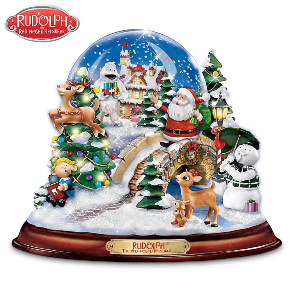 The Bradford Exchange Rudolph The Red-Nosed Reindeer Musical & Illuminated Snowglobe with Swirling Snow & Lights Christmas Decor