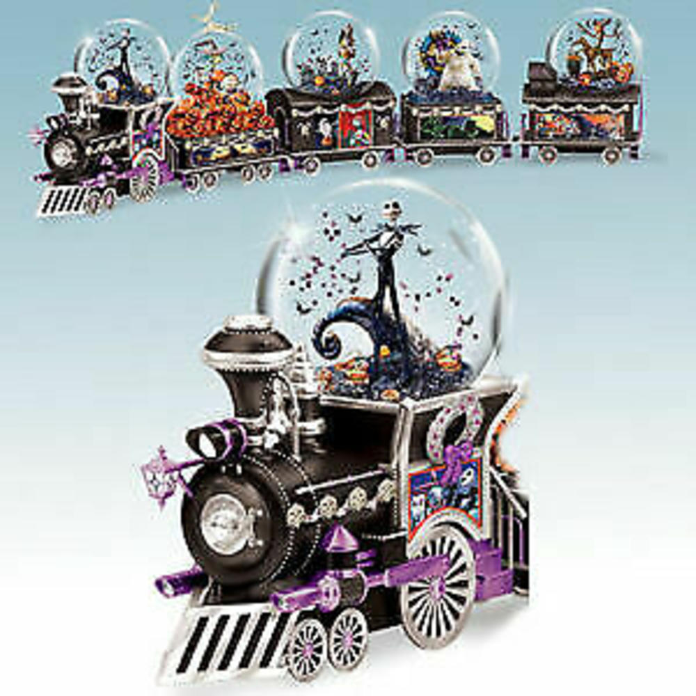 The Bradford Exchange Bradford Exchange Nightmare Before Christmas ALL ABOARD FOR HALLOWEEN Jack Skellington Glitter Globe Music Train Issue #1