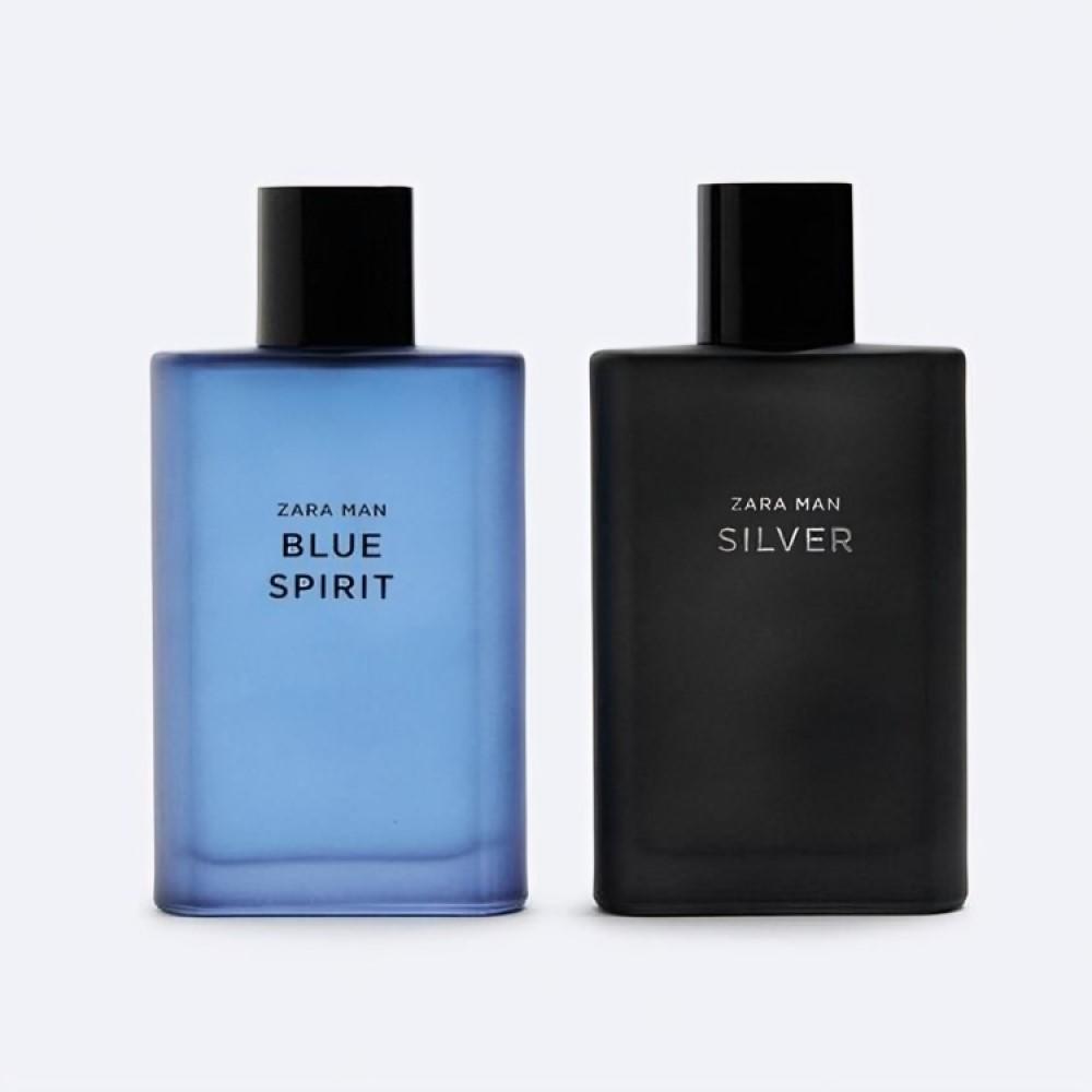 Zara Man Silver + Blue Spirit Cologne for Men Fragrance Set EDT Eau De Toilette 2x 90 ML (3.04