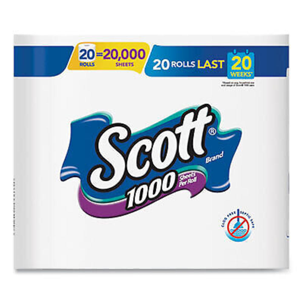 Scott 1000 Sheets Per Roll Toilet Paper, 20 Rolls