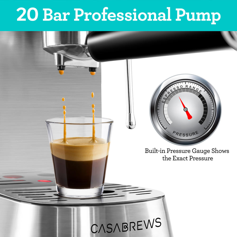 Casabrews Coffee Maker 20 Bar Stainless Steel Professional Espresso Coffee Machine