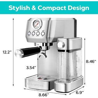 CASABREWS All-in-One Espresso Machine with Grinder ,Silver