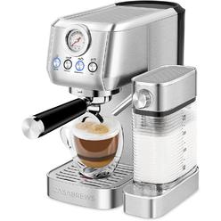 CASABREWS Espresso Machine 20 Bar, Stainless Steel Espresso Maker With Automatic Milk Frother New, Silver