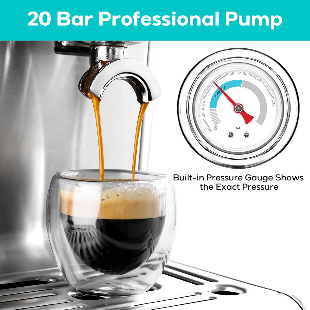 CASABREWS Espresso Machine With Grinder, Professional Espresso coffee Maker With Milk Frother Steam Wand
