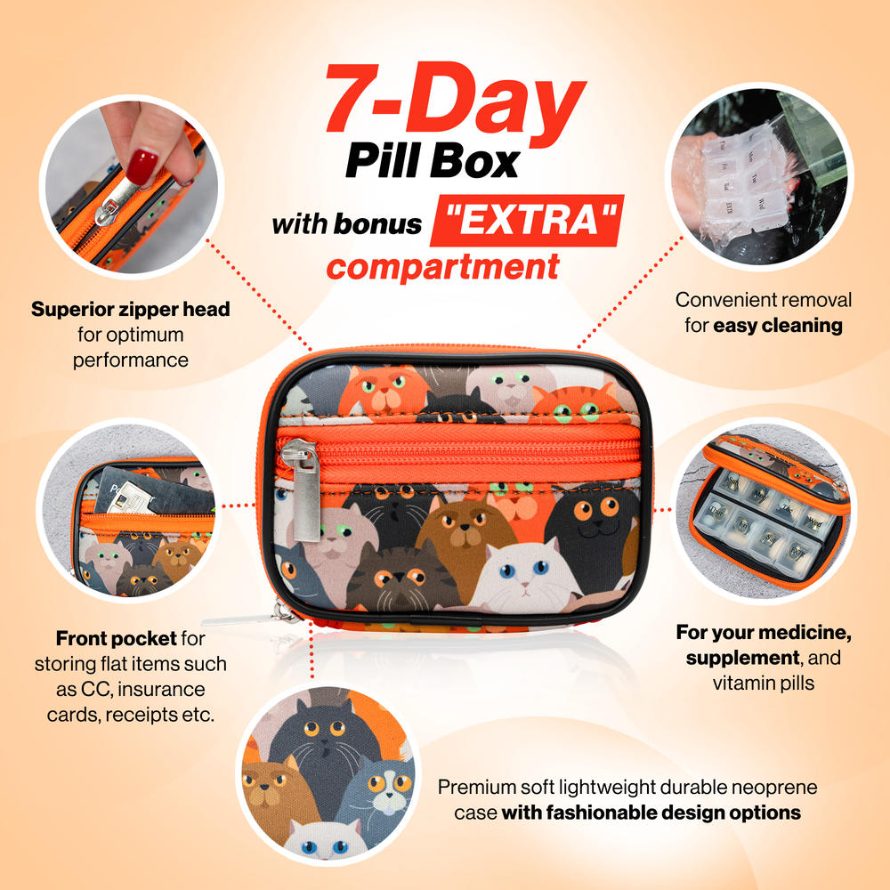Made Easy Kit Pill Case - Medicine Organizer Box with Removable Seven-Day Box, Travel Ready in Pouch Holder with Zippered Pocket
