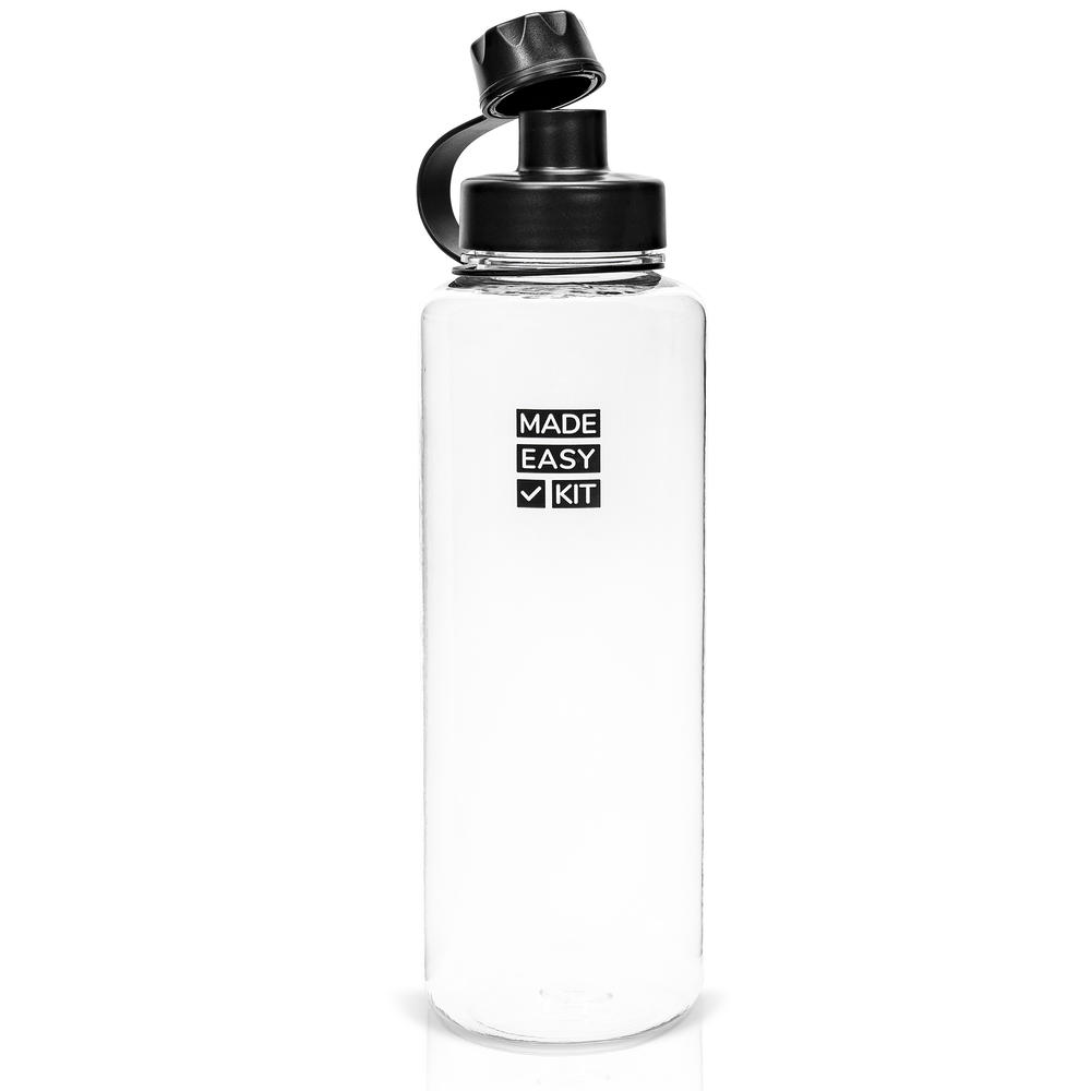 Made Easy Kit Tritan Plastic Water Bottle - Revolutionary Lid, Wide and Narrow Mouth Openings - BPA Free, Dishwasher Safe