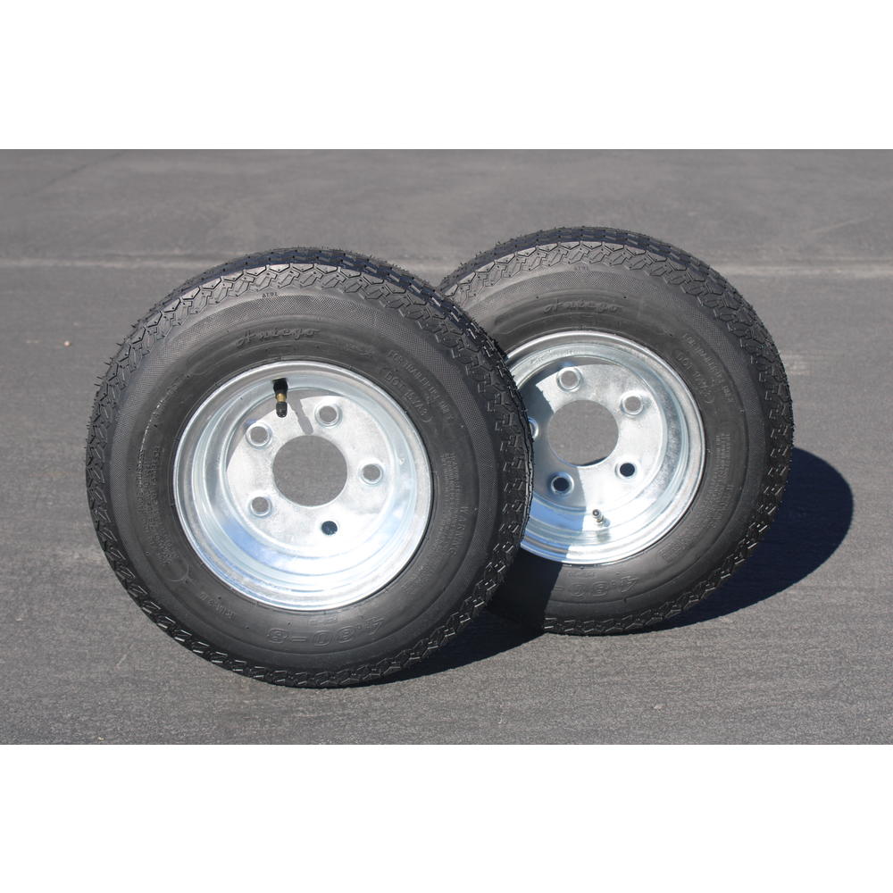 Antego Tire & Wheel 2-Pack Antego Trailer Tire On Rim 480-8 4.80-8, Load C, 6 Ply, 5 Lug Galvanized Wheel