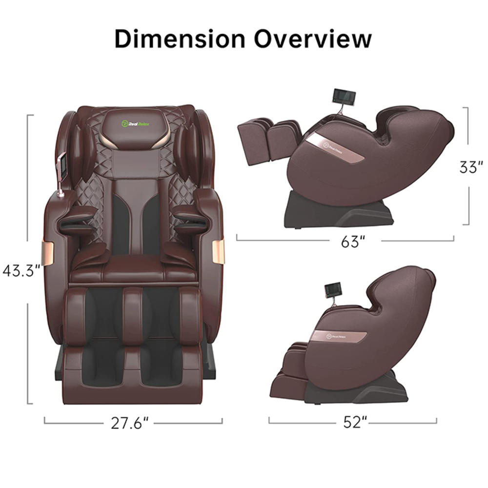 Real Relax Favor-03 ADV Massage Chair of Dual-core S Track, Recliner of Full Body Massage Zero Gravity, Brown