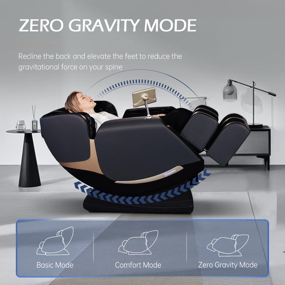 Real Relax Full Body Zero Gravity Massage Chair with Dual-core S Track LCD Remote Bluetooth Heating, Favor-04 ADV Black