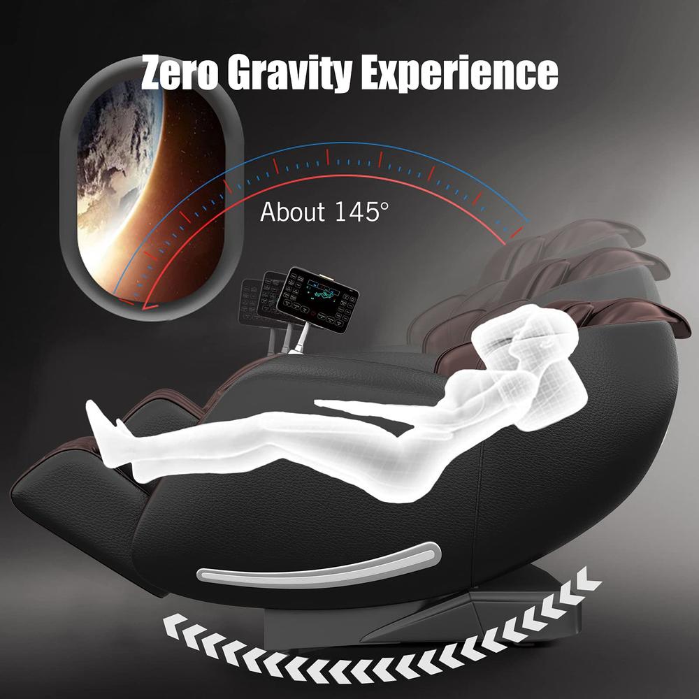 Real Relax Full Body Zero Gravity SL-Track Shiatsu Massage Recliner Chair with Heat Body Scan Bluetooth Foot Roller, F6 Black