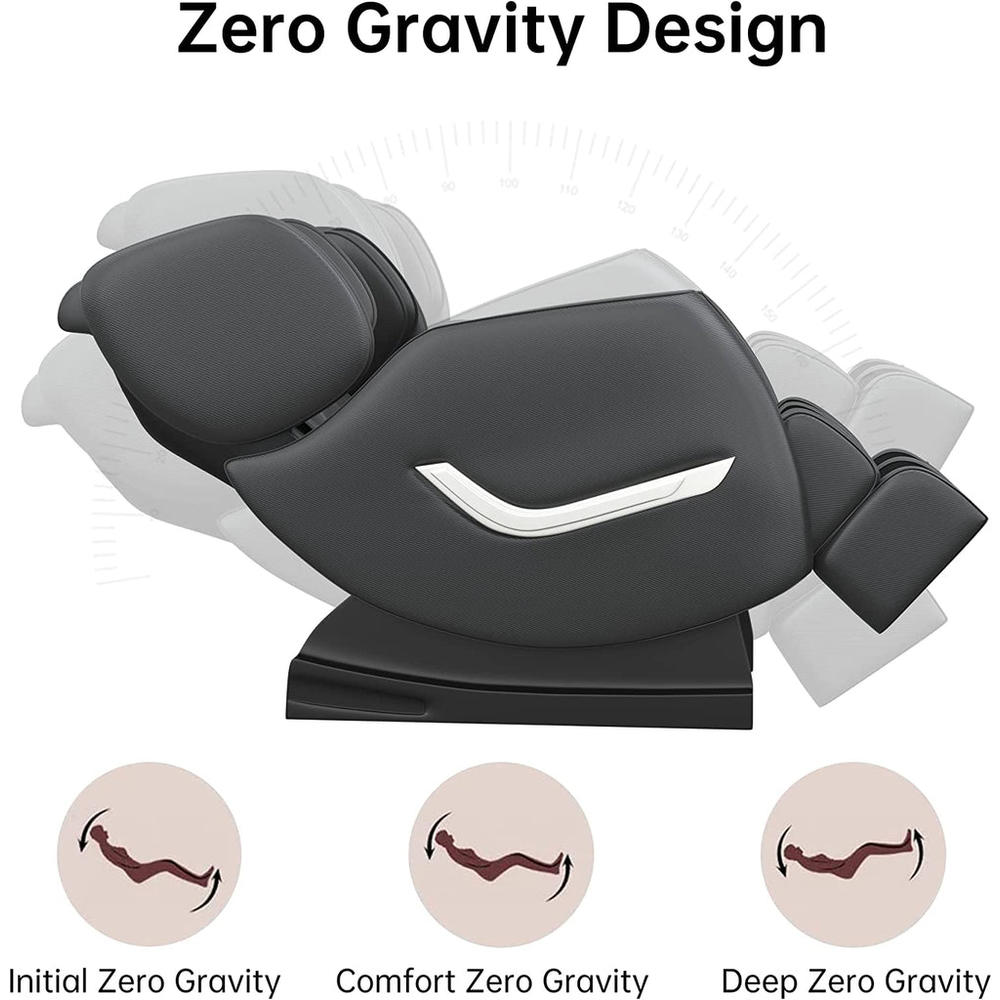 Real Relax Full Body Electric Zero Gravity Shiatsu Massage Chair with Back Heating and Foot Roller for Home and Office (Black)