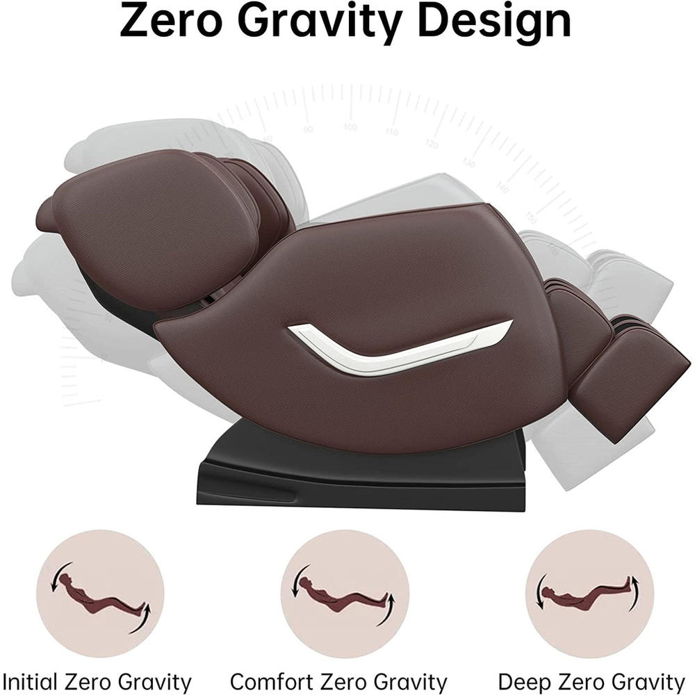 Real Relax Full Body Electric Zero Gravity Shiatsu Massage Chair with Back Heating and Foot Roller for Home and Office (Brown)