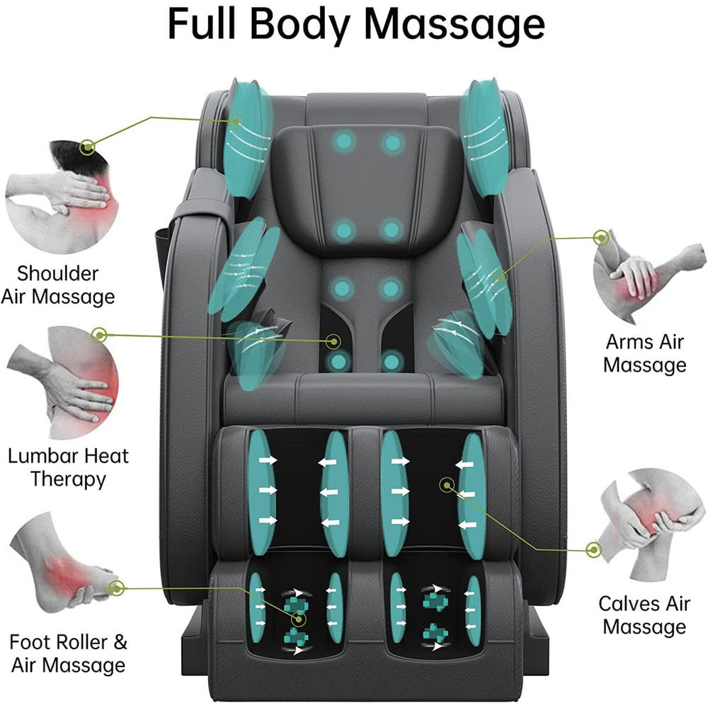 Real Relax New Massage Chair Recliner with Zero Gravity, Full Body Air Pressure, Heat and Foot Roller Included, MM350  Black